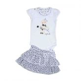 Conjunto p/ Bebê Body Ursa Biquini Saia Babados G - UpiUli